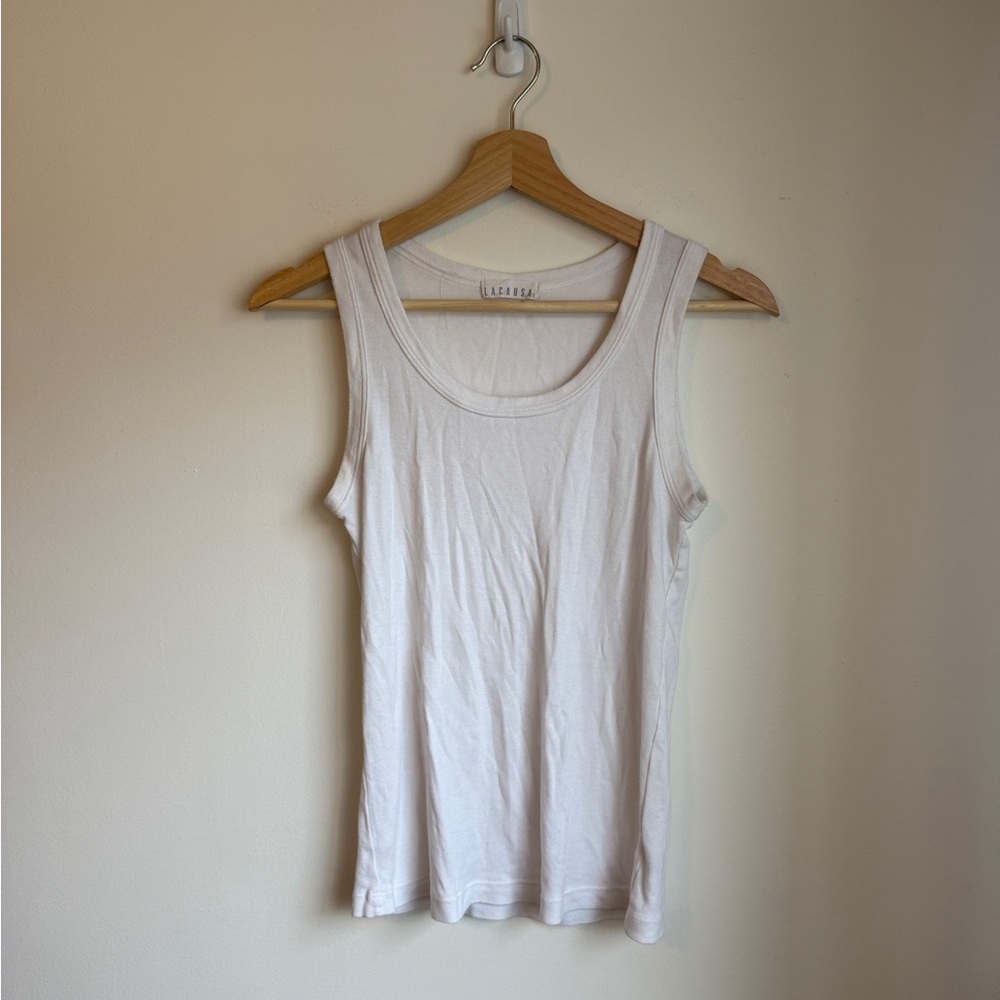 LACAUSA White Fitted Sleeveless Tank Top